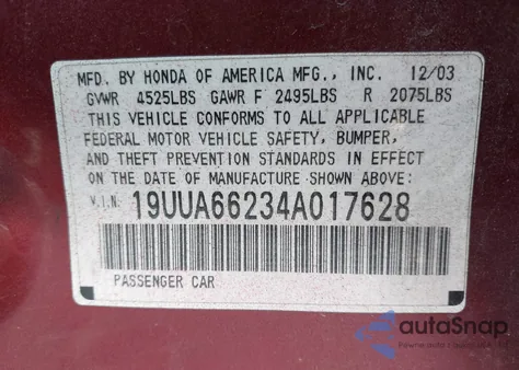2004 Acura Tl z USA, uszkodzony, nr VIN 19UUA66234A017628
